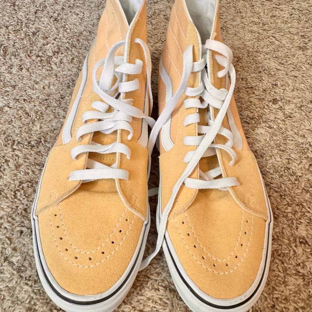 Vans High-Top Sneakers in White and Tan